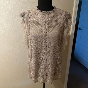 Cream lace top with Pearl button closure,fully lined